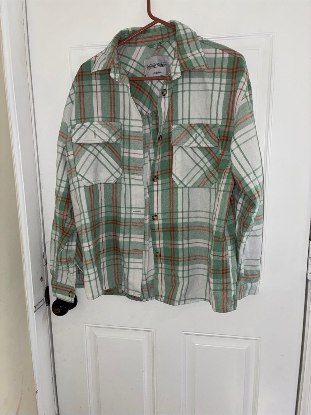 Casual Plaid Button-Down Shirt - Green & White